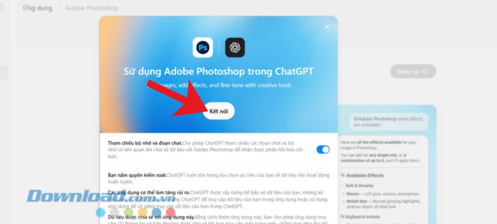 Tiếp tục click chuột vào nút Kết nối