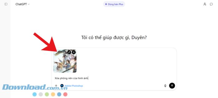 Đăng tải tấm ảnh muốn sửa và nhập câu lệnh