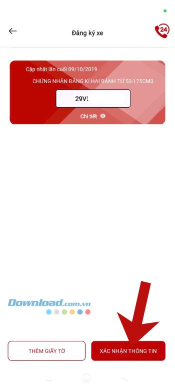 Nhấn vào nút Xác nhận thông tin