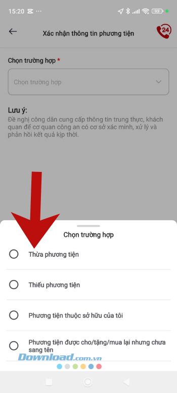 Chọn tình huống phù hợp