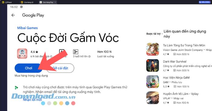 Nhấp chuột vào nút Chơi.