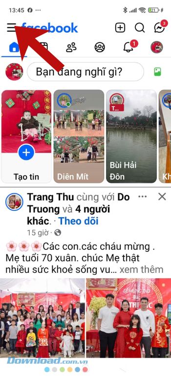 Ấn vào biểu tượng ba dấu gạch chân