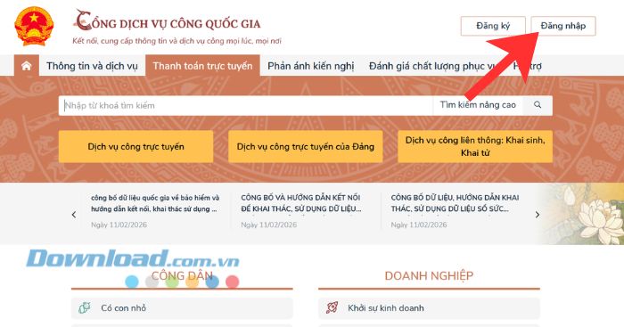 Nhấn vào nút Đăng nhập