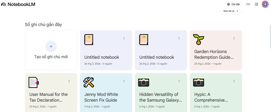 Giao diện NotebookLM