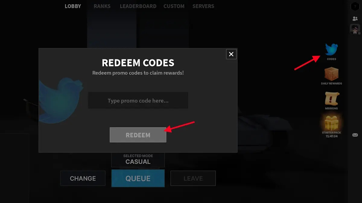 Màn hình đổi code Mini Empires