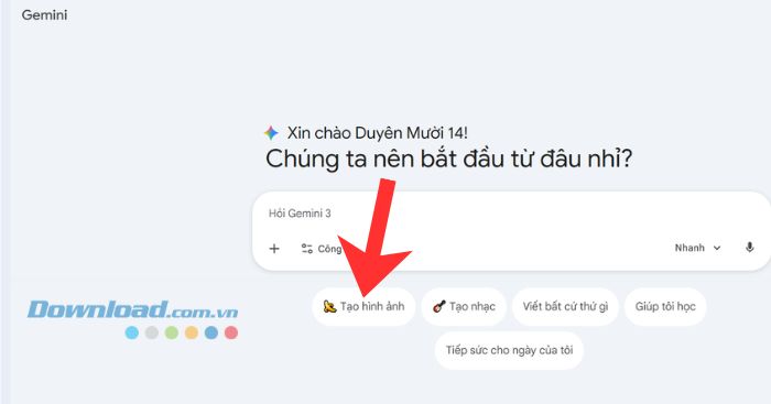 Nhấn vào mục Tạo hình ảnh