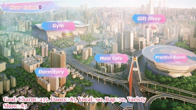 Khám phá bản đồ game Love in the Spotlight với nhiều địa điểm, thử thách