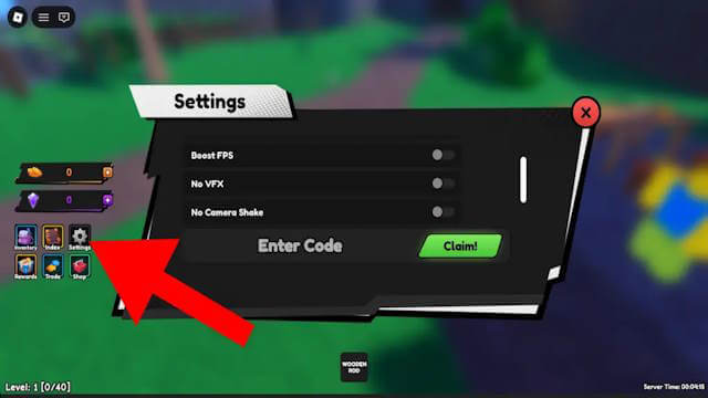 Cách nhập code trong Titan Fishing