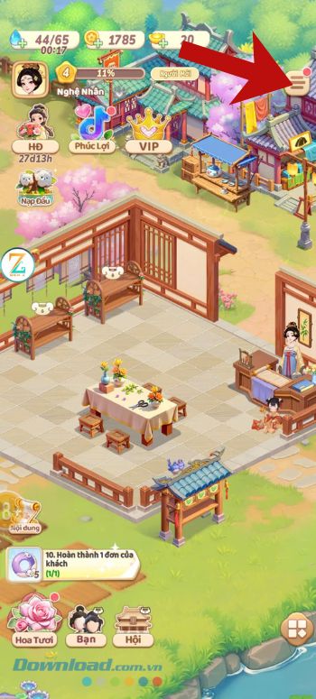 Chạm vào biểu tượng ba dấu gạch ngang