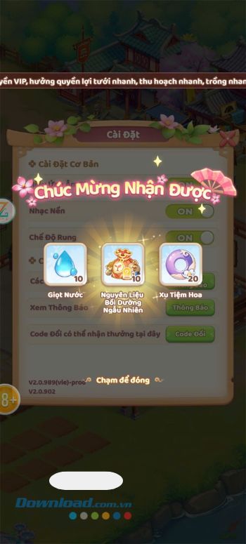 Nhấn vào màn hình để nhận quà