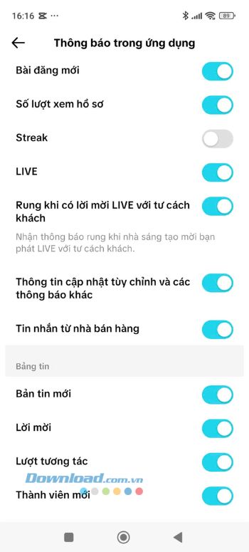 Đã bật thông báo từ nhà bán bàng