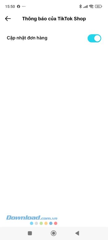 Đã bật thông báo Cập nhật đơn hàng