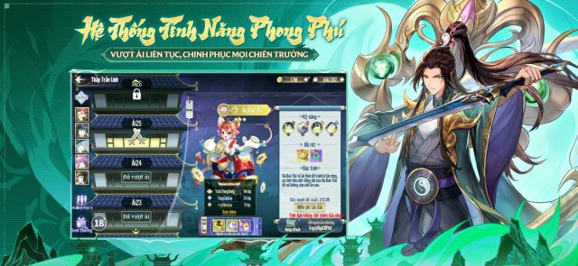 Hệ thống tính năng phong phú, vượt ải liên tục