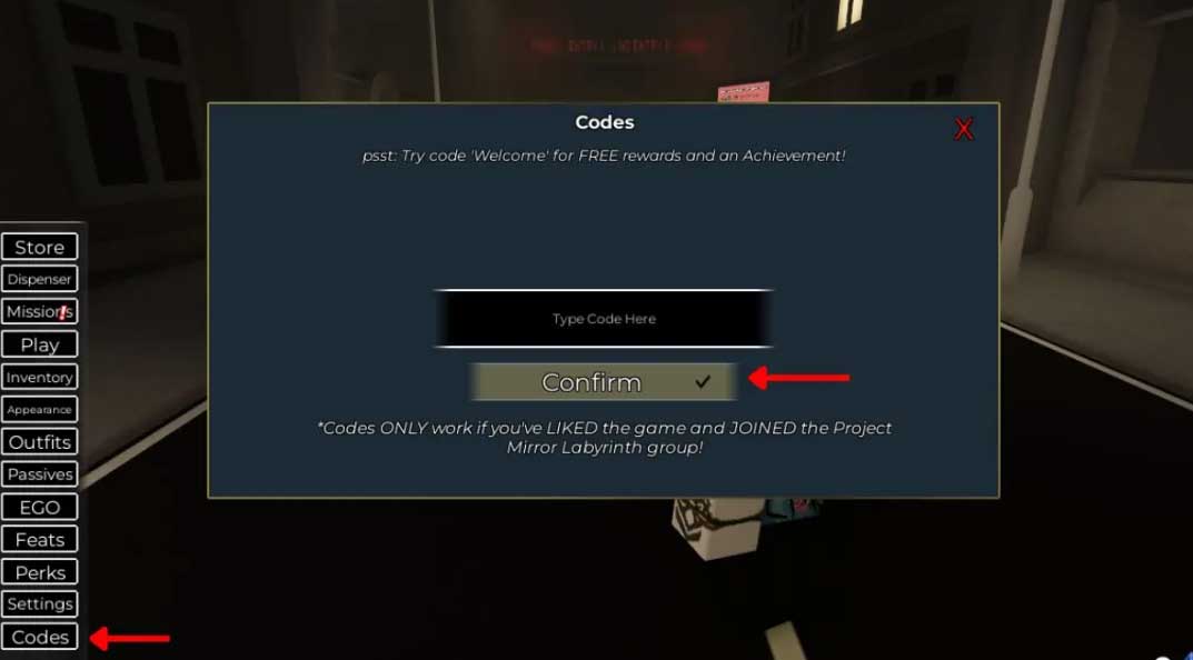 Màn hình đổi code Project Mirror Labyrinth