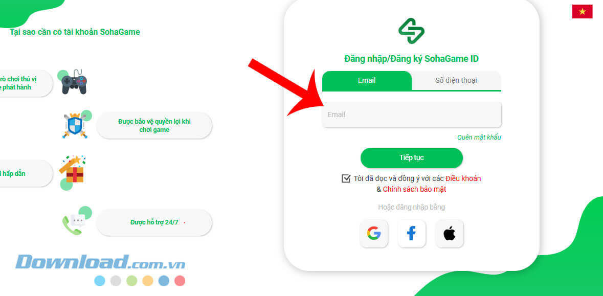 Đăng nhập tài khoản Sohagame