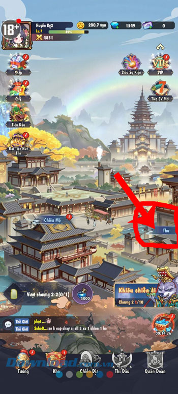 Chạm vào mục Thư