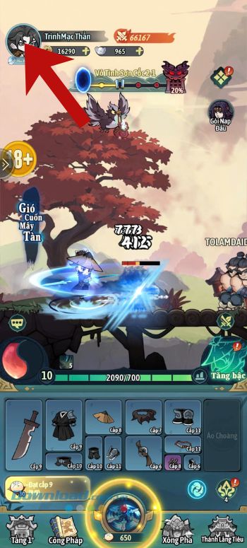 Ấn vào biểu tượng Avatar