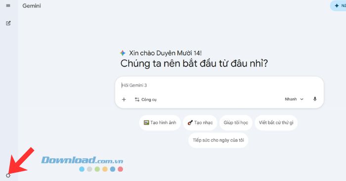 Nhấn vào biểu tượng cài đặt