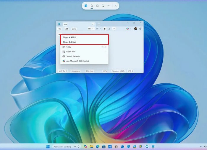 Click to Do chuyển đổi tiền tệ