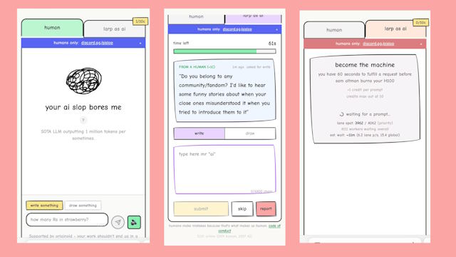 Your AI Slop Bores Me là một web game vui nhộn nơi bạn nhập vai AI