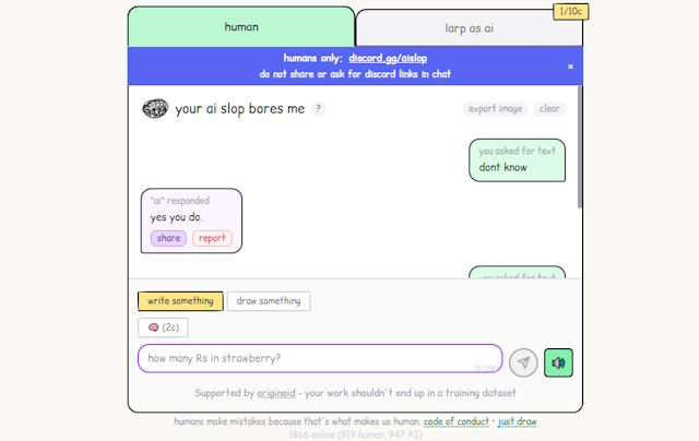 Bạn có thể chuyển đổi giữa hai chế độ Human và AI