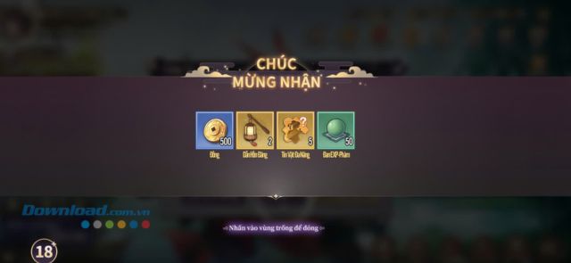 Ấn vào màn hình để nhận phần quà