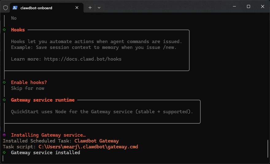 cài đặt clawdbot gateway