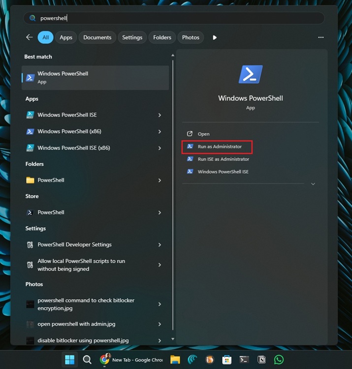 Mở powershell trong Windows