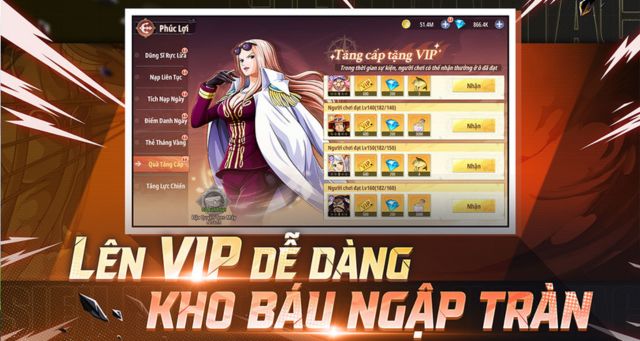 Lên VIP dễ dàng, kho báu ngập tràn