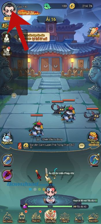 Chạm vào biểu tượng ảnh Avatar