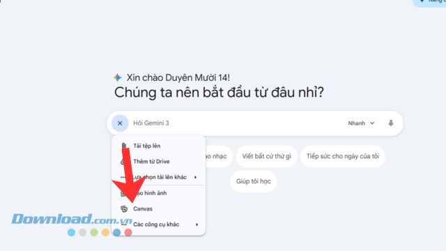 Click chuột chọn mục Canvas