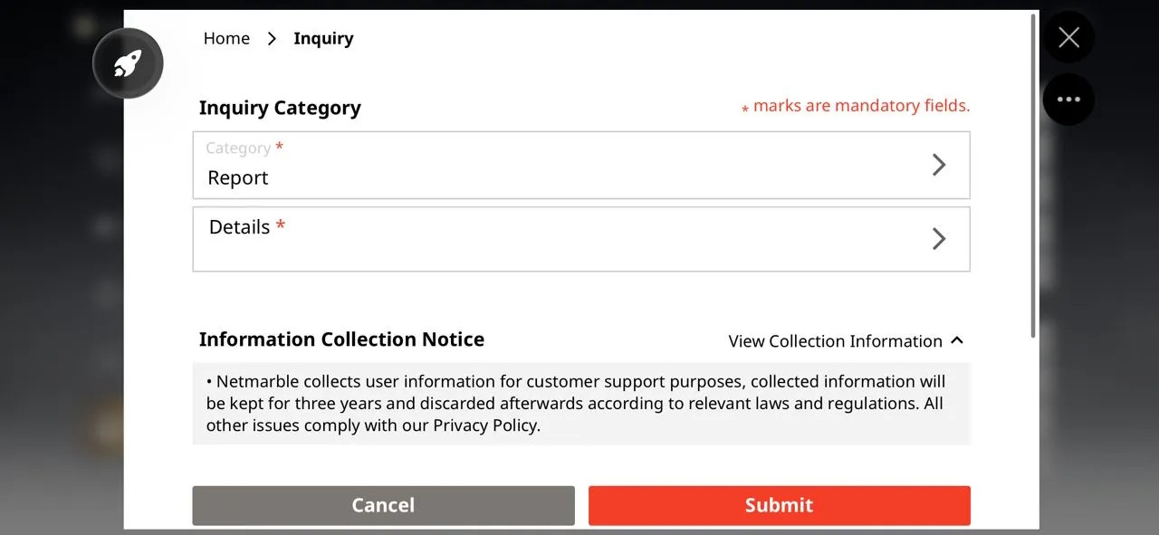 Gửi yêu cầu tới đội chăm sóc khách hàng