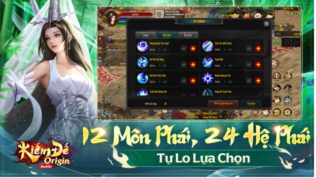 Hệ thống 12 môn phái, 24 hệ phái, tự do lựa chọn