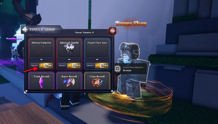 Tower Shop trong Sailor Piece