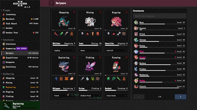 Thu thập tài nguyên và triệu hồi hơn 120 sinh vật độc đáo