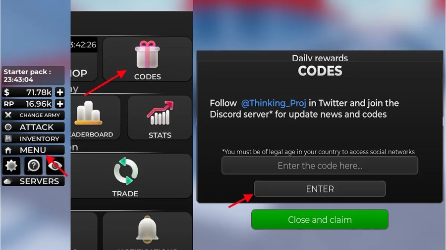 Đổi code Noob Army Tycoon