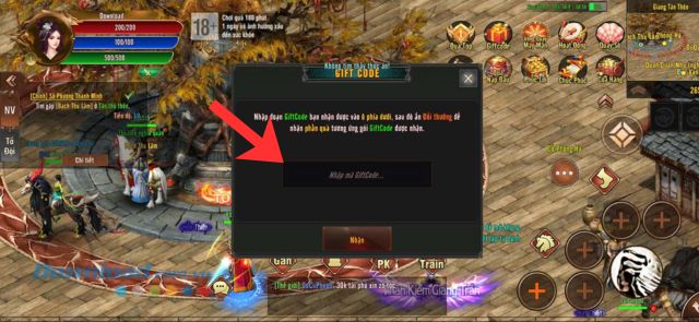 Nhập chính xác mã code ở phía bên trên, rồi ấn vào nút Nhận