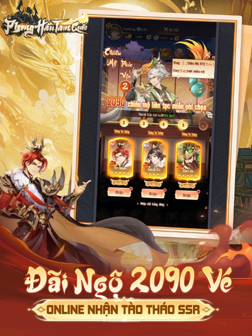 Đãi ngộ 2090 vé, online nhận tướng SSR