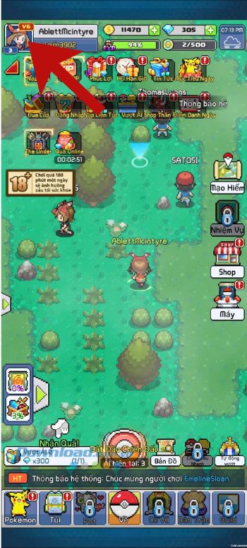 Ấn vào biểu tượng ảnh Avatar game