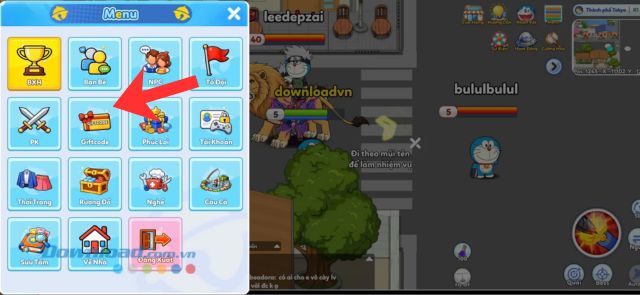 Nhấn vào mục Giftcode