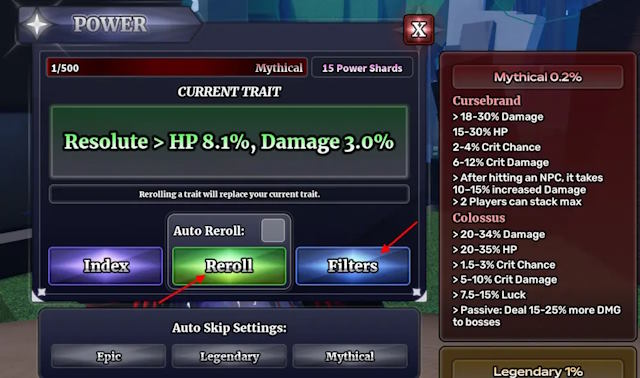 Trước khi farm, hãy reroll Trait, Race và Clan