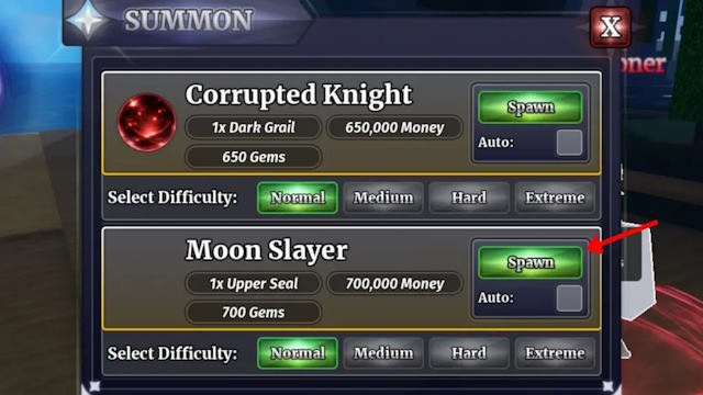 Kiếm đủ vật phẩm để triệu hồi boss Moon Slayer