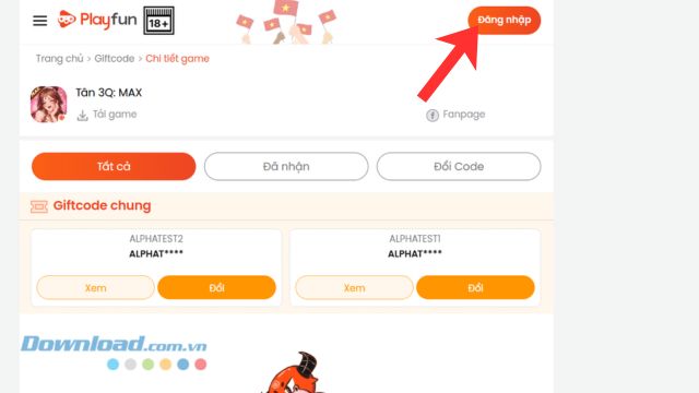 Ấn vào nút Đăng nhập