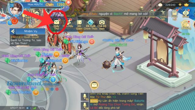 Chạm vào mục Giấy thư