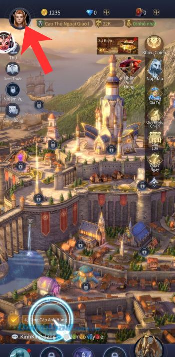 Ấn vào biểu tượng ảnh Avatar