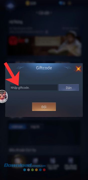 Nhập chính xác mã giftcode