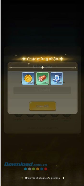 Chạm vào màn hình để nhận quà