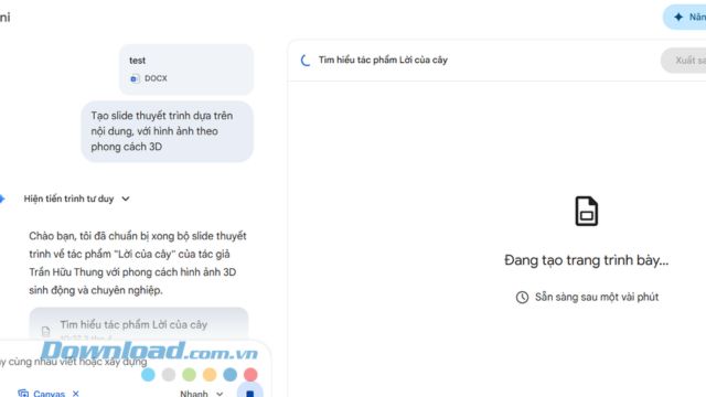 Đợi một lát để slide thuyết trình được tạo