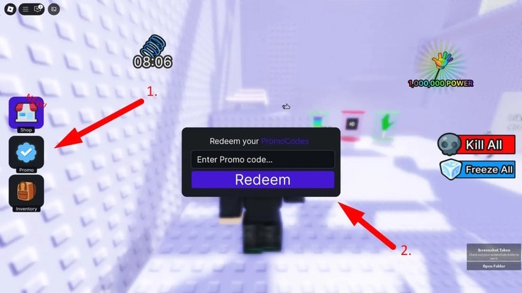 Màn hình đổi code Slap Me Tower