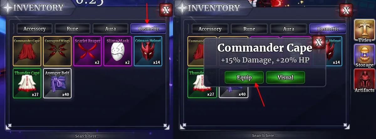 Trang bị cosmetics trong Sailor Piece